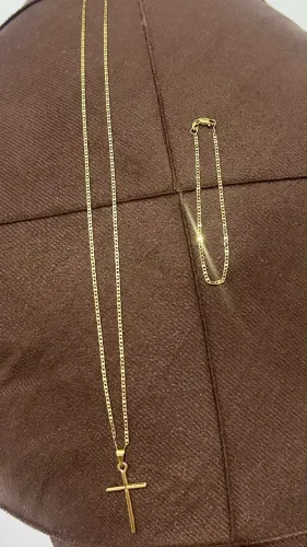 Corrente + Pingente + Pulseira Banhados a Ouro 18K