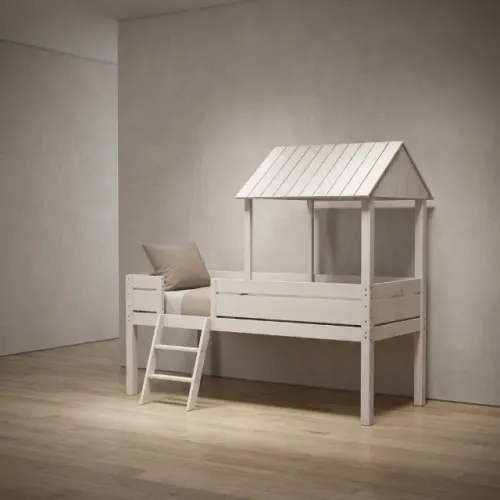 CAMA DE SOLTEIRO COM ESCADA - TELHADINHO - WOOD CAMP