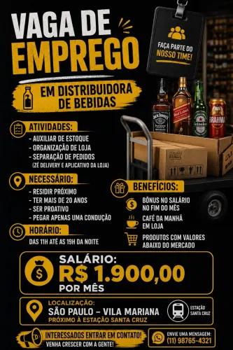 Vaga de emprego distribuidora de bebidas