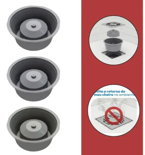 Adaptador Antiodor Ralo Seco Encaixe Porta Grelha Astra Kit 3 peças - LACRADO