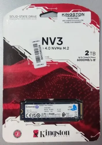 SSD M2 2TB NVMe Kingston NV3 PCIe 4.0 6000MBs PS5 PC Gamer Notebook SNV3S/2000G