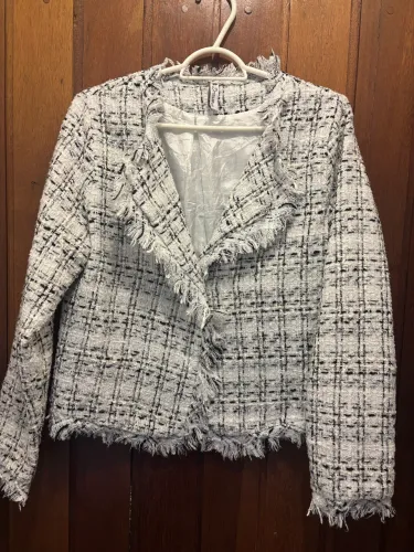 Conjunto tweed branco e preto 