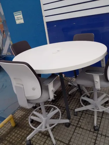 Mesa Para Escritório Redonda Alta Para Reunião 