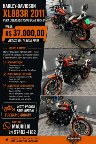 Vendo Harley xl883R 2011 documento em dia.