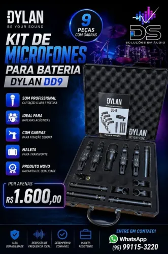 Vende-se kit microfone de bateria Dylan DD9