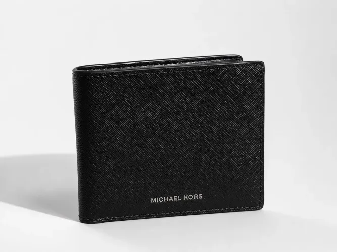 Carteira Michael Kors Masculino Preta Em Couro Saffiano Preto Liso