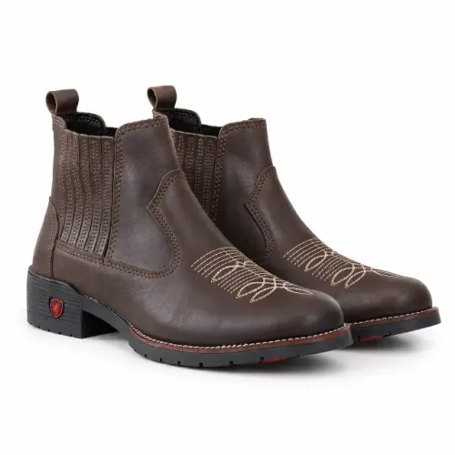 Bota Botina COuro Marrom COuntry 