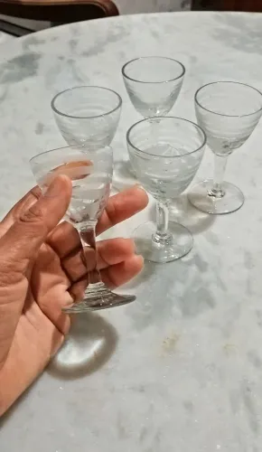 Taças de Cristal Vintage com Faixas Horizontais Gravadass