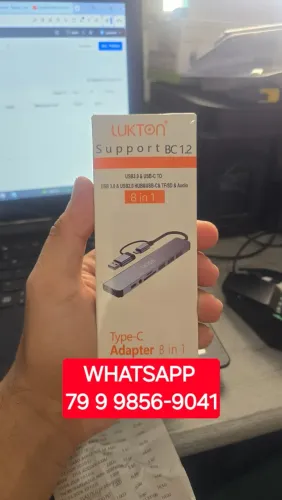 HUB USB E USB C 8 EM 1 - 4 USB + FONE + CARTÃO DE MEMÓRIA