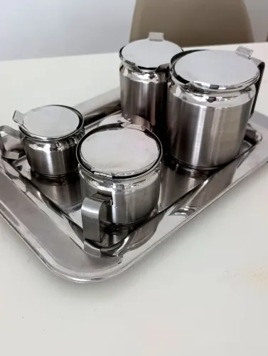 Jogo de Chá e Café em aço Inox lindo e conservado