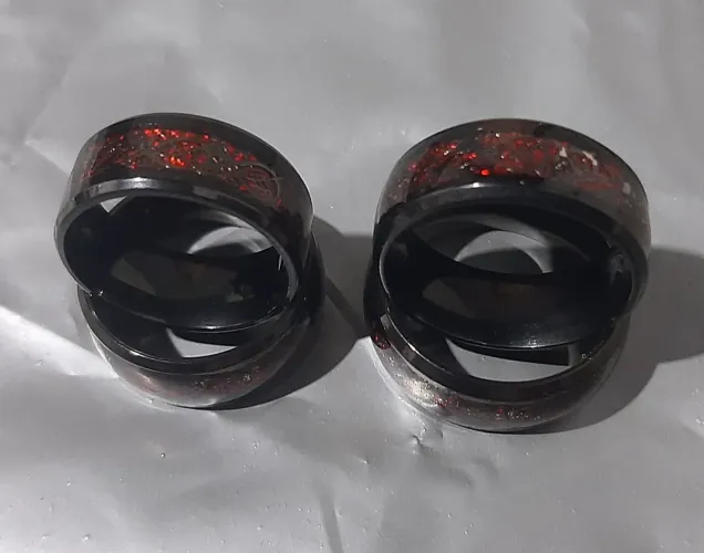 Anel de aço titânio Dragão vermelho, escolha o tamanho