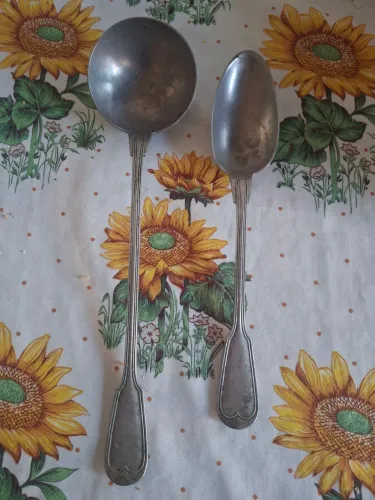 Kit concha e colher de prata antigo