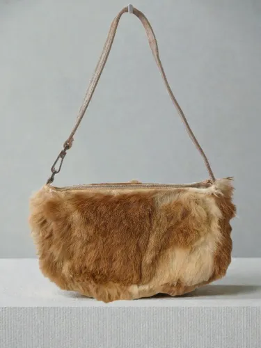 Bolsa baguete de pele natural mesclado 