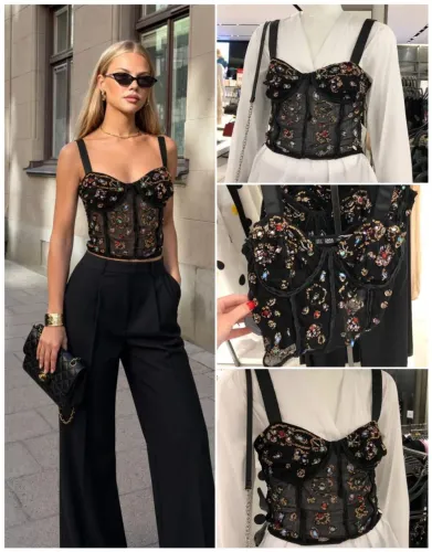 Corset top zara com bordados
