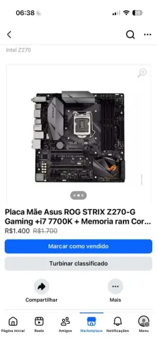Placa mãe Z720 + Processador i7 7700K