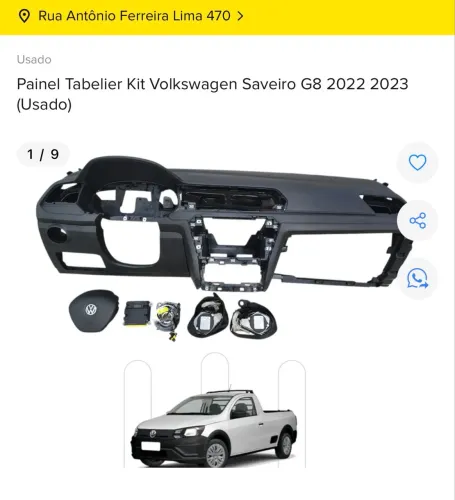 KIT AIRBAG VOLKSWAGEN SAVEIRO , GOL G8 2022 2023 COM NF E GARANTIA