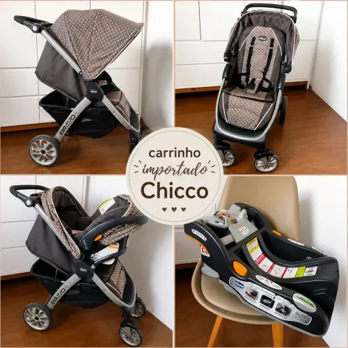 Carrinho importado Chicco Bravo + Bebê conforto + Base 