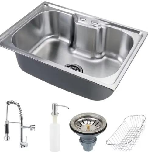 Kit com cuba e torneira para cozinha