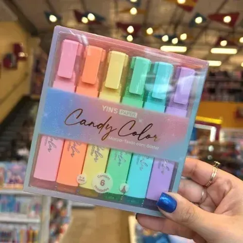 Marca texto com glitter 6 unidades Candy Color YP9358