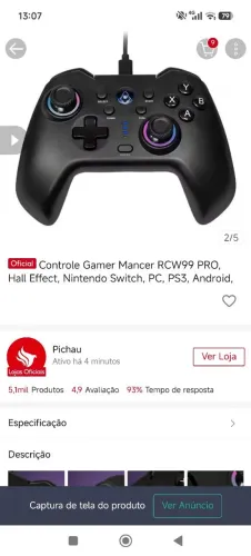 Controle com fio Mancer Pichau