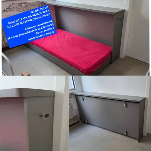 VENDO CAMA RETRÁTIL DE SOLTEIRO DE EMBUTIR NA PAREDE