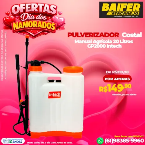 Pulverizador Costal Manual Agrícola 20 Litros GP2000 Intech