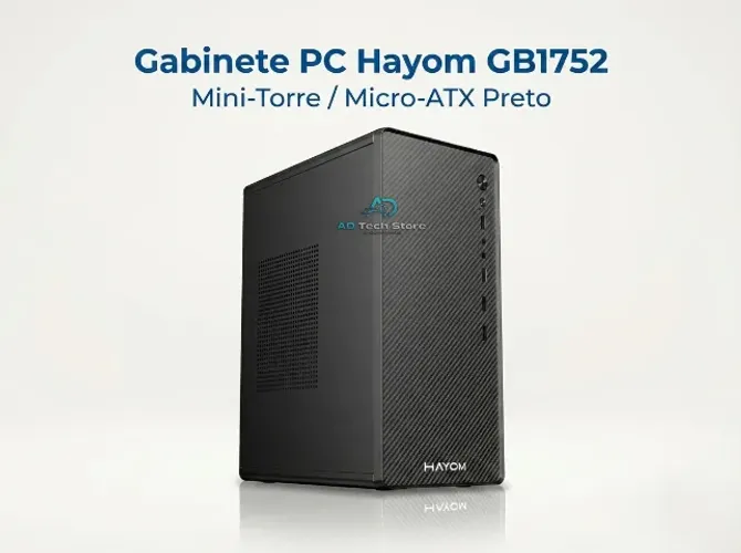 Gabinete PC Hayom GB1752 Mini-Torre Sem Fan e Fonte! Micro-ATX Preto