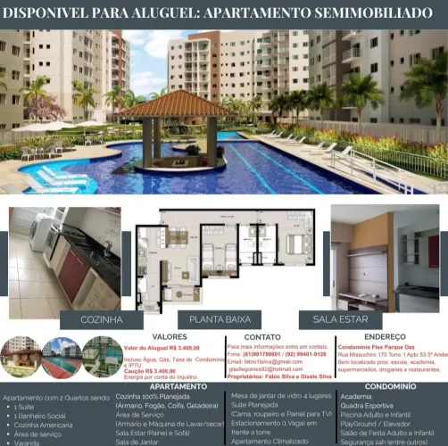 Alugo Apartamento Condomínio Flex Parque Dez