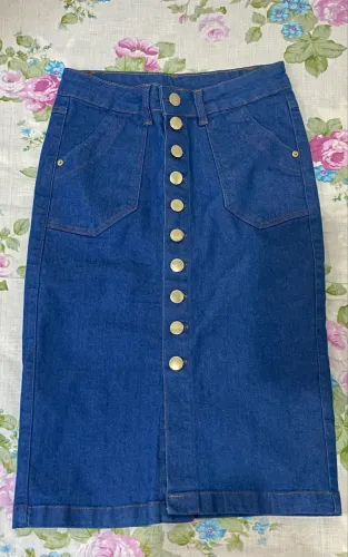 Saia jeans midi