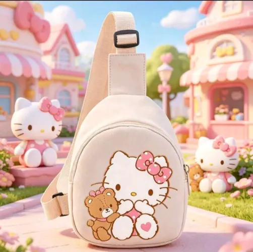 BOLSA TRANSVERSAL HELLO KITTY BEGE