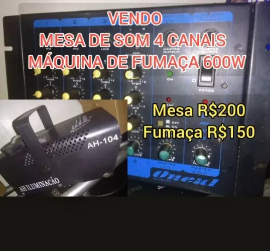 Mesa de som oneal e máquina de fumaça a venda