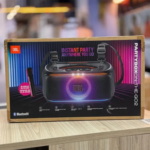LOJA FÍSICA. JBL PARTYBOX ON THE GO 2 | LACRADA NACIONAL COM GARANTIA 1 ANO E NOTA
