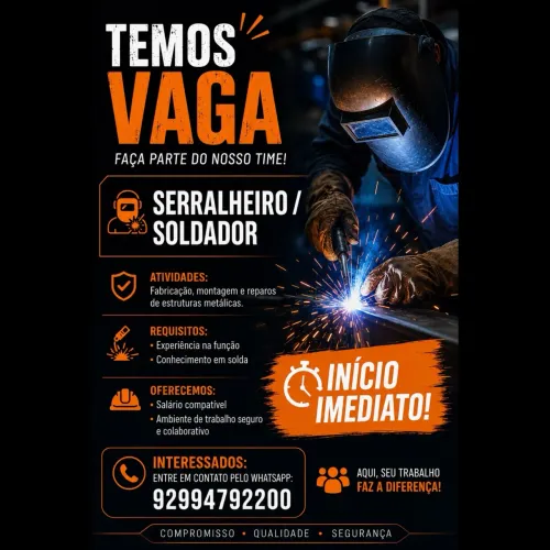 Vaga para soldador/ serralheiro