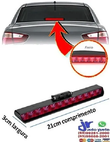 Break Light Universal Luz de Freio Auxiliar 12 Leds Vermelhos 