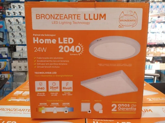 Painel de led sobrepor 30x30 24w 6500k KIT com 4 peças