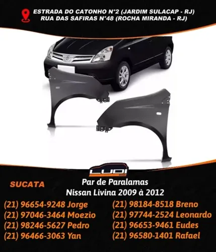 Par de Paralamas Nissan Livina 2009 à 2012