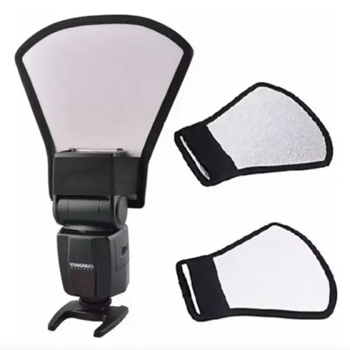 Difusor Rebatedor Universal Para Flash 2 Lados Branco/prata