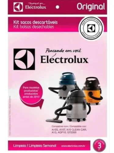 Kit 3 Sacos Descartáveis para Aspirador de Pó Electrolux fabricados antes de 2010