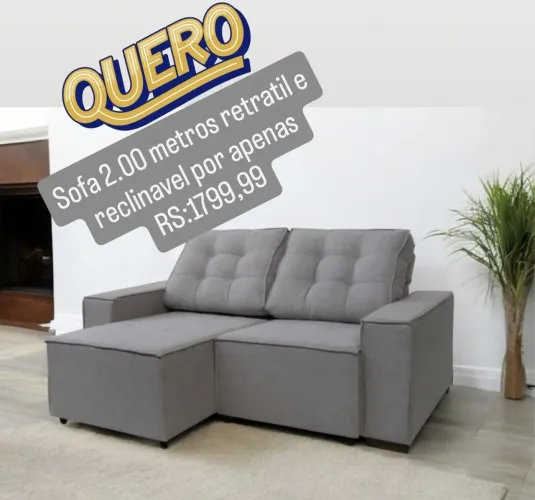 Sofá Retrátil 2.00m - Novo - R$1799,99