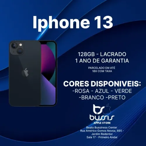 Iphone 13 128 Gb Preto | Lacrado Novo | Loja Fisica