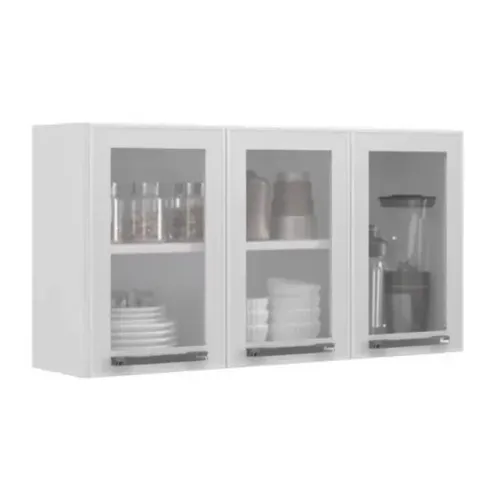 Armário Aéreo Cozinha Florença em Aço 3 Portas c/Vidro !! Rf7338m