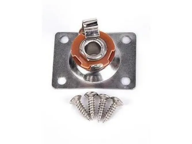 Jack Plates + Power Jack Mono P10 Baixo Guitarra + Parafusos Cromados