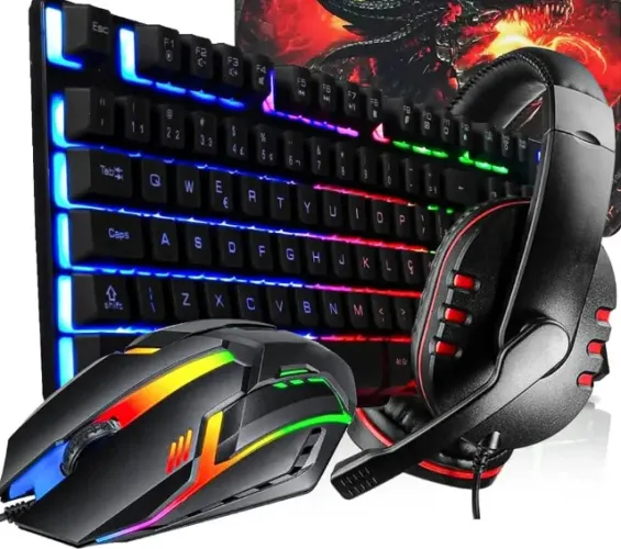 Kit Teclado Gamer RGB, Mouse RGB, Headset RGB Novo esperando por você R$149,00