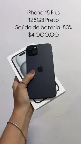 iPhone 15 Plus / 128GB / Preto / Saúde de bateria: 83% / R$ 4.000,00/ TODO ORIGINAL