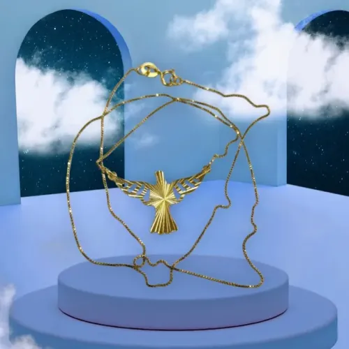 Corrente de Ouro Amarelo com Pingente em Forma de Pomba