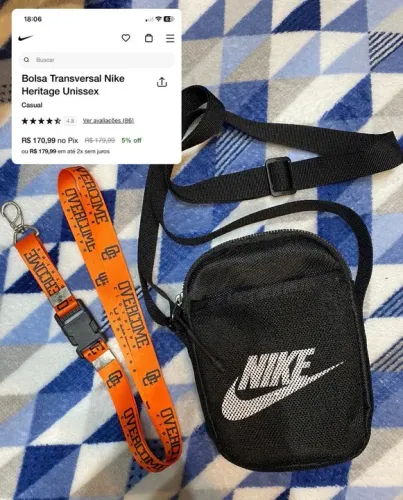 NOVA Bolsa Pochete Nike ORIGINAL Heritage Unissex + Chaveiro Overcome de brinde