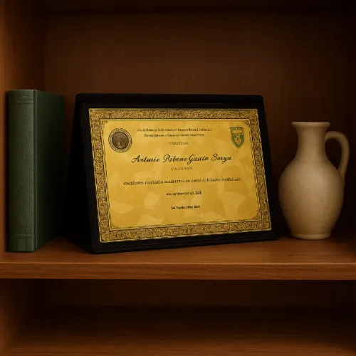 Estojo de veludo com placa de homenagem 