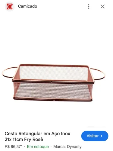 Cesta Retangular em Aço Inox Rosê