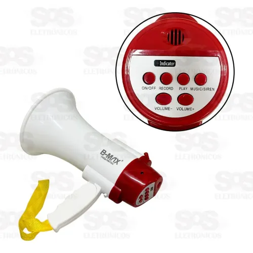 Megafone Amplificador De Voz Profissional Usb Recarregavel com Sirene BM-F944 - B Max