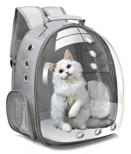 mala mochila para transporte pet namc73 napoles 44x32x18cm-cinza